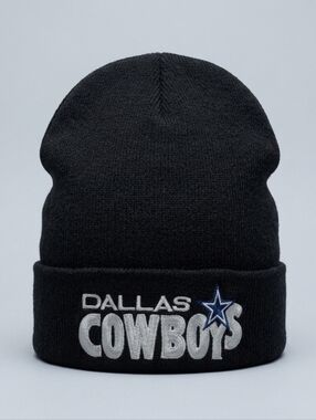 Dallas Cowboys Men Women Unisex Black Knit Beanie/Toque With White Embroidery